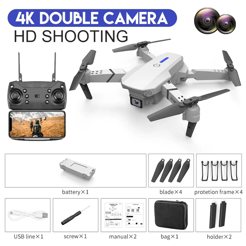 โดรนพับได้อัจฉริยะ E88 Pro รอง - Drone Rc Team City บทวิจารณ์และราคา
